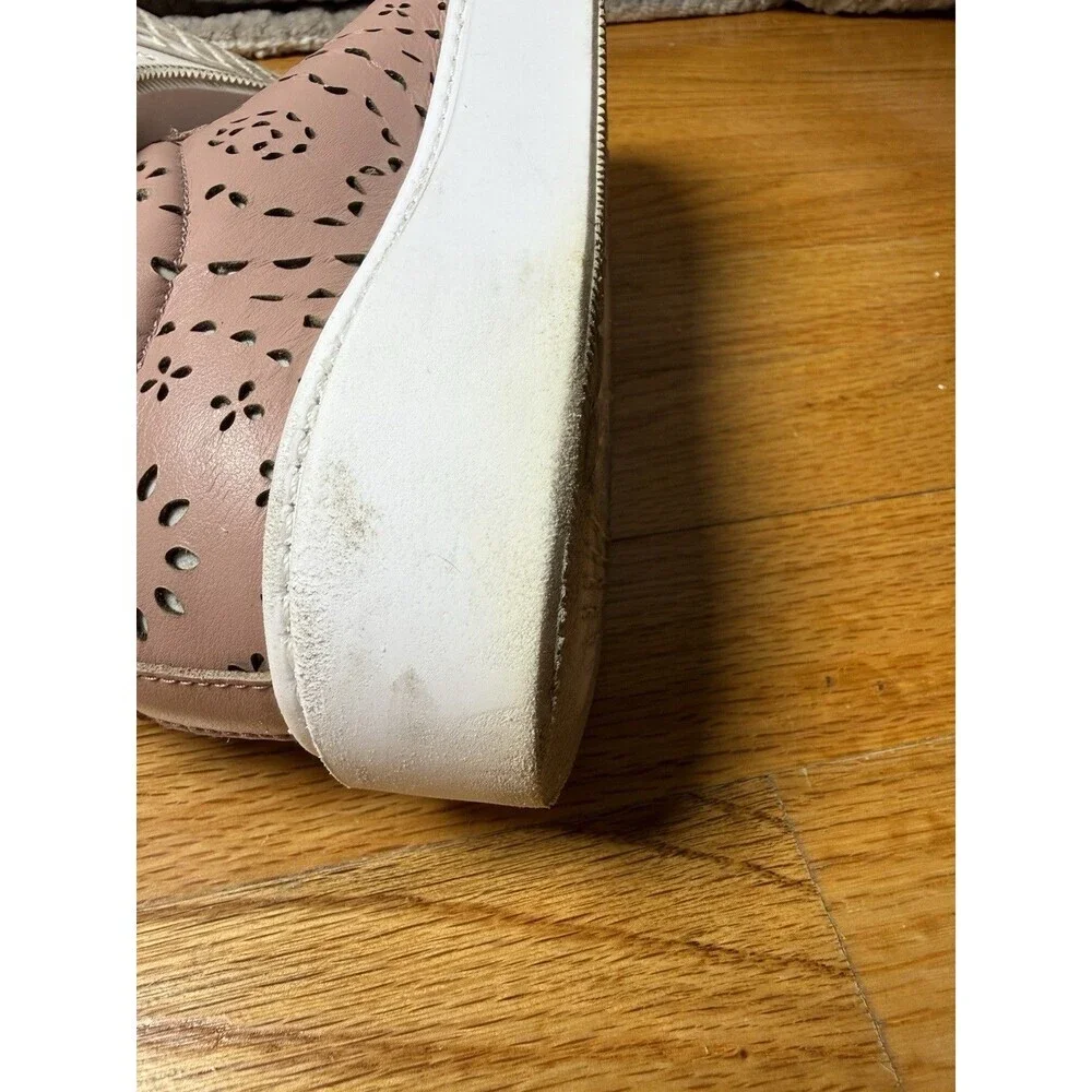 Ted Baker Women's Cwisp Laser Cut Platform Leather Sneakers Dusky Pink Sz 5.5 - Picture 15 of 16